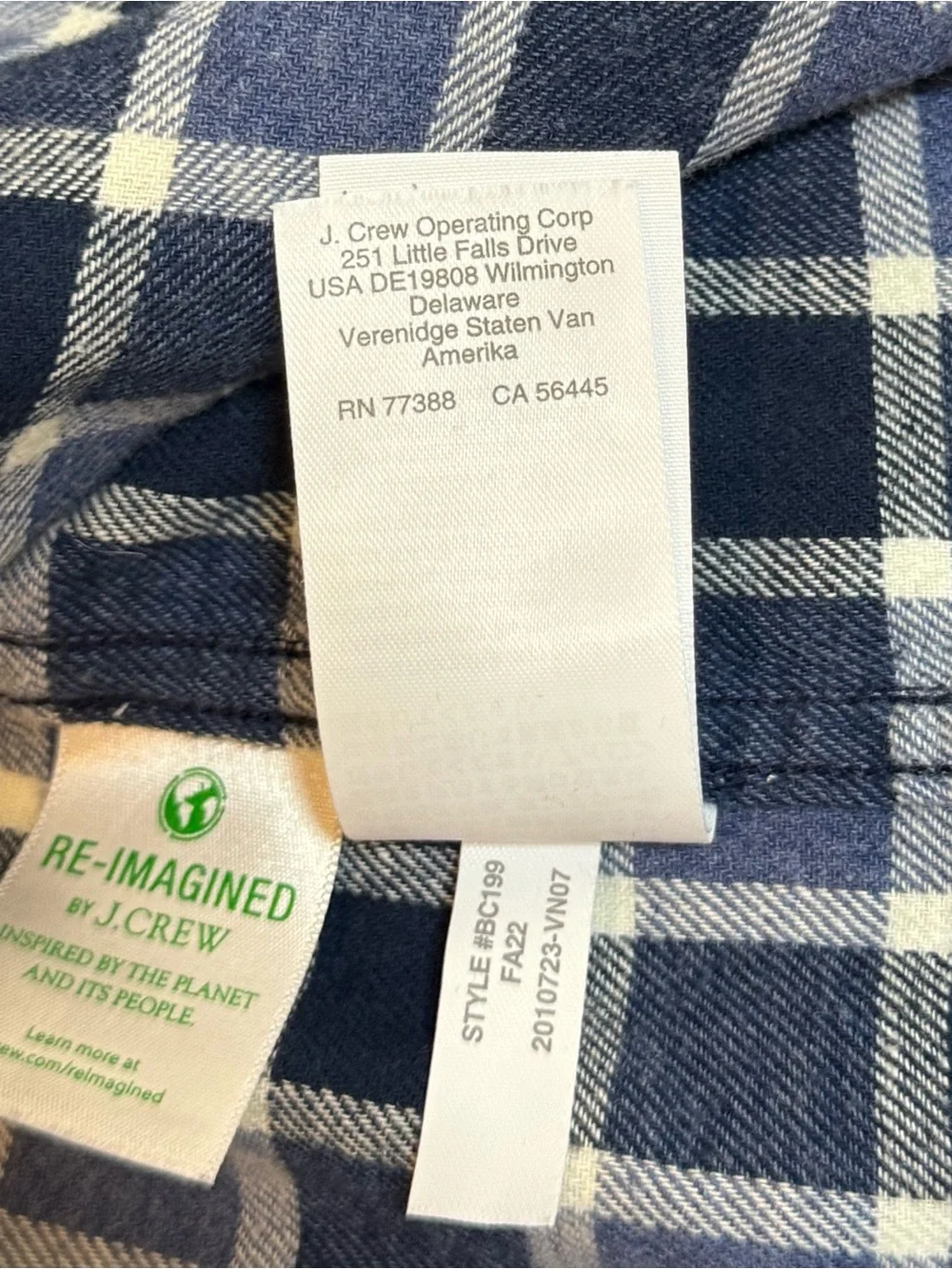 J.Crew Mens Pajama Top Large Blue Plaid 100% Cotton Button Front Sleep Shirt
